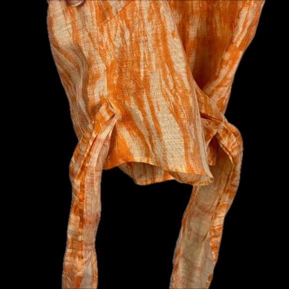 Lafayette 148 NY Women Sleeveless Linen Wrap Blouse Top Sz 4 Party Artsy Boho US - Picture 4 of 8